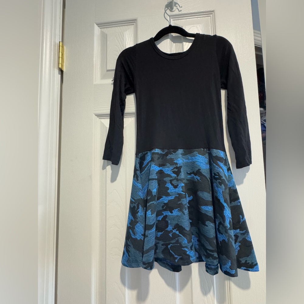 Girls Dori Creations Blue and Black Camouflage Kids Dress